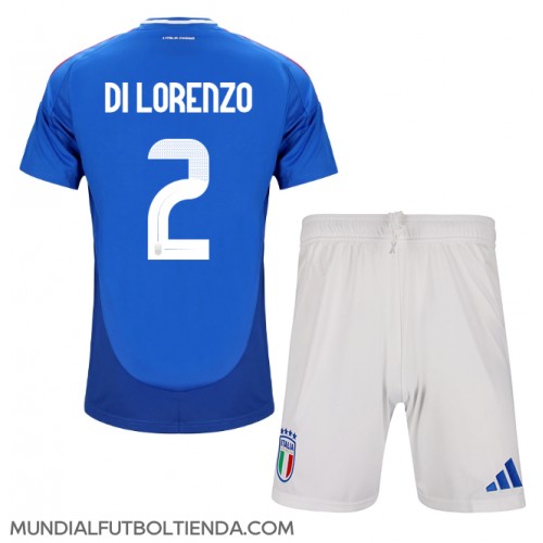 Camiseta Italia Giovanni Di Lorenzo #2 Primera Equipación Replica Eurocopa 2024 para niños mangas cortas (+ Pantalones cortos)